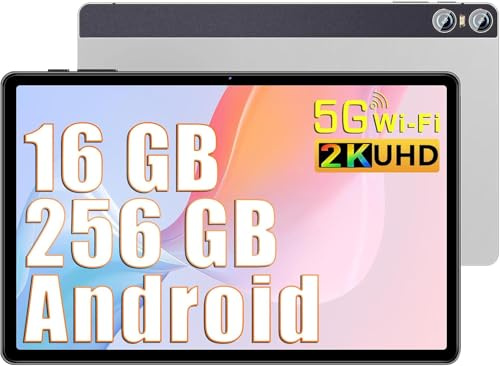 2026 Neueste Tablet 11 Zoll Android Gemini AI 2K Bildschirm Octa-Core 2.0 GHz 16GB RAM +256GB ROM +TF2TB Tablet / 2000 * 1200 Pixels / 10000 mAh / 8MP+20MP+2MP Makro/ 5G WLAN/Bluetooth 5.0, Silbrig