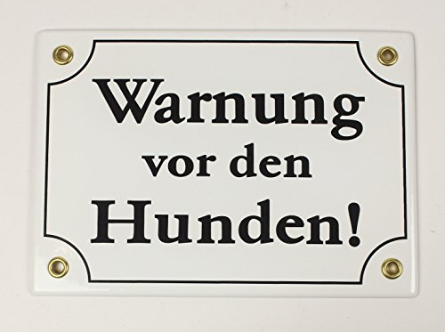 Wetterfestes Emaille Schild Warnung vor den HUNDEN WEIß 17x12 cm wetterfest und lichtecht Emailleschild