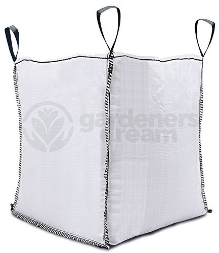 GardenersDream 1 Tonne FIBC Bulk Builders Bags Wtih Handles - Large 1000kg Capacity Strong Reinforced Loops Tough Heavy Duty 1 Ton White Garden Sacks (4)
