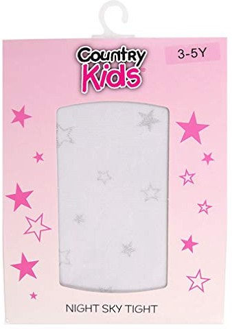 Country Kids Girl's Night Sky Starred Tights, White (White/Silver), 3 Years (Manufacturer Size:3-5 years)