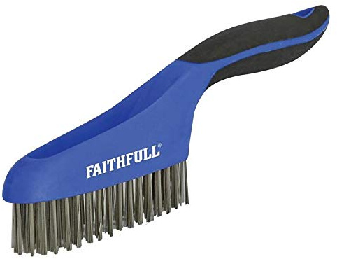 Faithfull Scratch Brush Soft Grip 4 x 16 Row Stainless