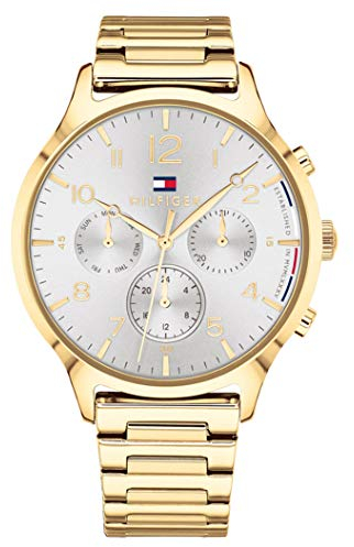 Tommy Hilfiger Multi Zifferblatt Quarz Uhr für Damen mit Gelbgoldfarbenes Edelstahlarmband - 1781872