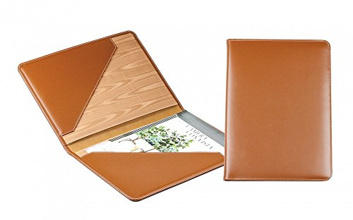 DELMON VARONE - Personalisierbare Urkundenmappe DIN A4 aus Cambridge Top Grain Leder braun, Dokumentenmappe mit 2 Einsteckfächer, Hardcover & Moiré Innenfutter für Dokumente, Zeugnisse & Urkunden