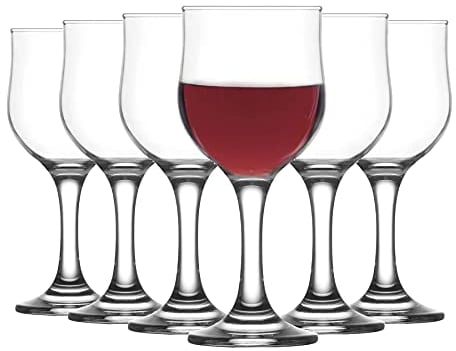 LAV 12x Clear 240ml Nevakar White Wine Glasses - Small Glass Red Rose Long Stem Cocktail Party Drinking Goblet Gift Set