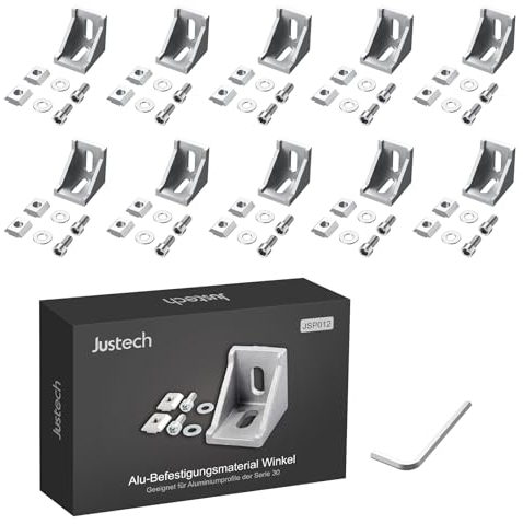 Justech 10pcs 3030 Joint à Angle Droit Support de Fixation d'Angle Forme L Angle de 90 Degrés en Aluminium avec Vis pour Porte Fenêtre Meuble-35x35x28mm