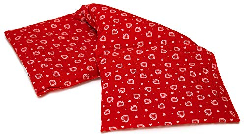 Dinkelkissen 50x20cm groß 3-Kammer Herzen-rot - Körnerkissen Dinkelkorn - Wärmekissen und Kältekissen (20x50 cm)