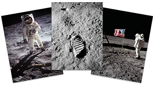 Apollo 11 Astronaut Aldrin Armstrong 50th Anniversary Moon Landing Wall Art Print Large Poster Home Decor Premium Pack of 3 18X24 inch