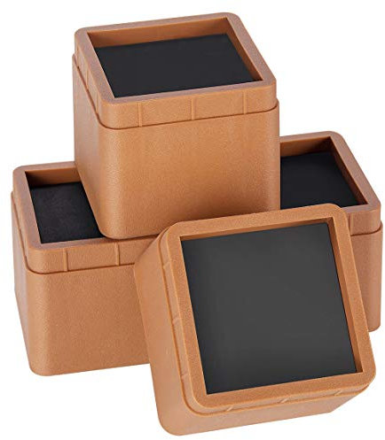 BTSD-home Stapelbare Bett- und Möbelerhöhungen, 7,6 cm, strapazierfähig, Betthebel für Sofa, Couch Sessel, Tisch, zusätzliche 7,6 oder 15,2 cm Höhe oder Stauraum braun