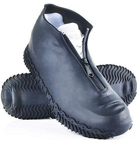 ydfagak Impermeabile Copriscarpe, Copriscarpe Antiscivolo con Suola Antiscivolo Rinforzata, Copriscarpe Riutilizzabili Pieghevole per Le Giornate Di Pioggia e Neve (XL (43-47), Nero)