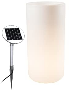 8 seasons Design Shining Elegant Pot XL, Solar LED Pflanzkübel 39 x 78 cm (weiß), inkl. Solarmodul und LED-Leuchtmittel in warmweiß, großer beleuchteter Pflanzkübel für innen + außen, Blumenkübel