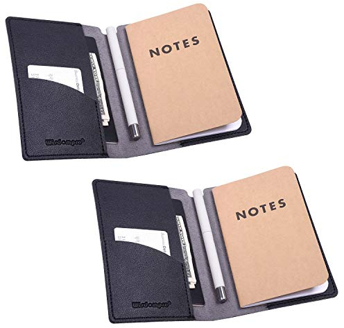 Wisdompro PU Leder Notizbuchhülle für Moleskine Cahier Journal Pocket, Field Notes oder andere 9x14CM (3.5 x 5.5) Pocket-Notizbücher - Schwarz