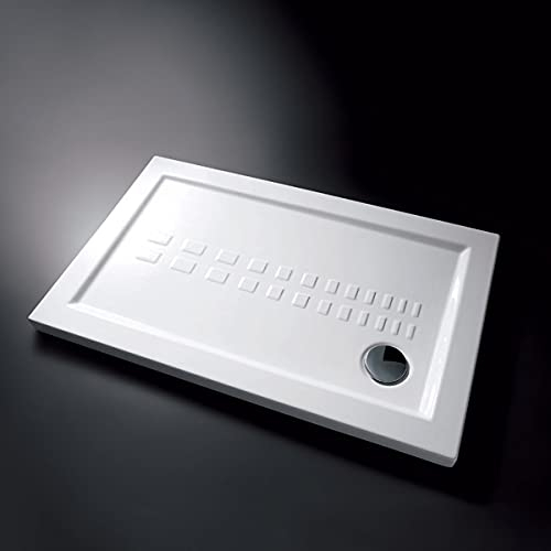 Yellowshop, Piatto Doccia Rettangolare Althea ITO in Ceramica, H 5,5 cm, Bianco, 100x70 cm