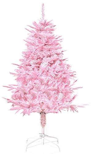 HOMCOM 4FT Artificial Christmas Tree Holiday Xmas Holiday Tree Decoration with Automatic Open for Home Party, Pink