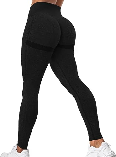 Yaavii Damen Sport Leggings Lange Blickdicht Yoga Leggings Figurformende Sporthose Yogahose Fitnesshose mit Hohe Taille Bauchkontrolle Schwarz L
