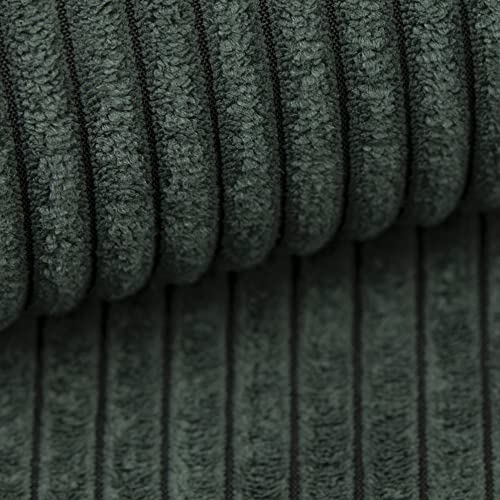 Heko Panels Murano Polsterstoff Cord-Optik Meterware Stoff zum Nähen Möbelstoff Abriebfestigkeit 35000 Zyklen 100 x 142 cm Grün