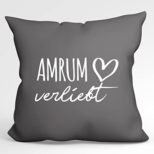 Huuraa Zierkissenbezug Amrum verliebt Geschenk 40x40cm Steel Grey Baumwolle Amrum Dekoration