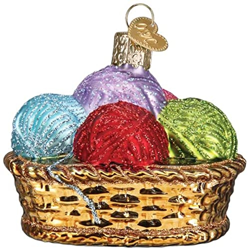 Old World Christmas Korb aus Garn, Glasgeblasen, Ornament für den Weihnachtsbaum