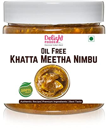 Delight Foods Oil Free Khatta Meetha Nimbu Achaar 350g | Sweet Lime Pickle | Indian Preserve, Chutney, UppinKai, Chakna
