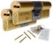 Brass, 50/50 (100mm) Pair of Orion TS007 3-Star Anti-Snap Euro Cylinder Lock Door Barrel