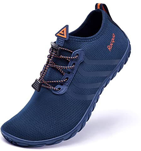 Racqua Wasserschuhe Schwimmschuhe Damen Herren Strandschuhe Frauen Welten Koden Dusch- & Badeschuhe Für Herren Barfuss Schnelltrocken Unisex Blau/Orange EU45