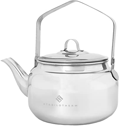 STABILOTHERM 1 Litre Stainless Steel Outdoor Coffee Kettle - Ideal for Campfire & Grill, Tea, Coffee, Water or Mulled Wine - Silver