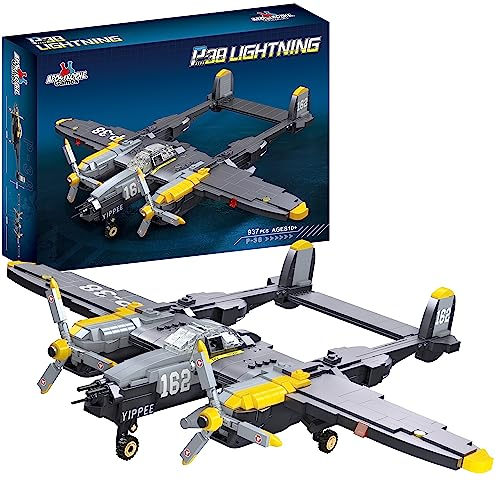 Apostrophe Games P-38 Lightning Flugzeugbaustein-Set - 937 Teile - Kampfflugzeugbau-Spielzeugset der Luftwaffe - Bausteinspielzeug für Kinder ab 10 Jahren und Erwachsene - Kompatibel mit Bausteinen