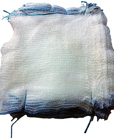 VRYSAC - Farblose Netzbeutel für Obst und Gemüse - für 5 kg - farbloser Rachel-Sack für Kartoffeln - Netzbeutel mit Bindegerät - Zwiebelsack - Nüsse - Kastanien (100, 5 kg -