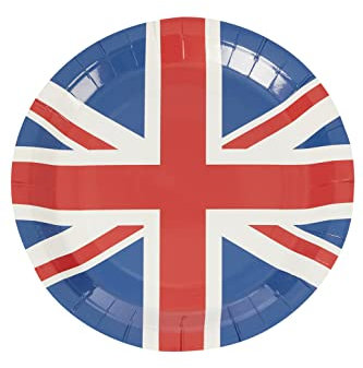 Smiffys Costume and Party Store Lot de 8 assiettes rondes en carton Motif Union Jack Rouge/blanc/bleu