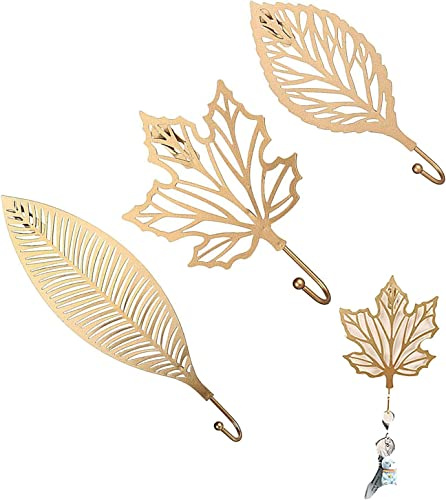 Ganchos para ropa, 3 unidades, decorativos de hojas de hierro fundido, decoración de pared, ganchos de metal, para abrigos, jardín