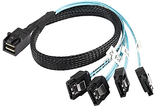 XMSJSIY Cable HD mini SAS sff - 8643 a sata, cable de destino sff - 8643 - host a 4x Sata compatible con el cable de grifo delantero del disco duro del controlador RAID - 0,5m