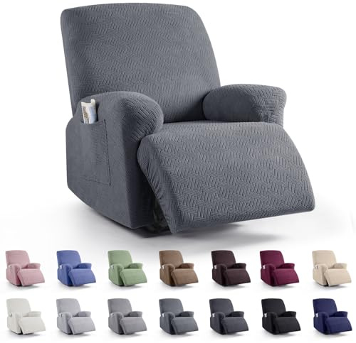 KinCam Recliner Chair Covers, Stretch Reclining Cover, Dark Gray