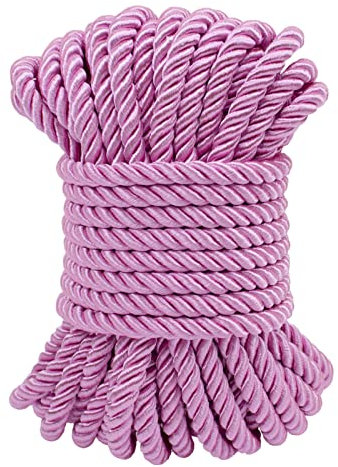 LEREATI Corda intrecciata rosa, 7 mm x 10 m, in poliestere a 3 strati, morbida, satinata, decorativa, per fai da te, artigianato, fermatende, sacchetti regalo, decorazioni per la casa