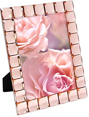 Isaac Jacobs Cadre photo décoratif étincelant avec bijou pour décoration d'intérieur (12,7 x 17,8 cm, rose poudré)