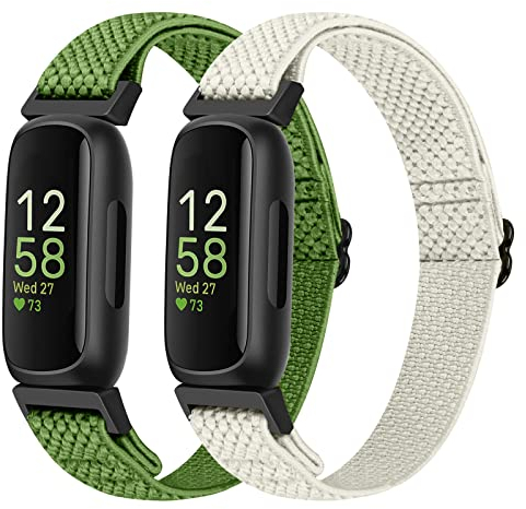 SHIJZWD Nylon Armband Kompatibel mit Fitbit Inspire 3/Inspire 2/Inspire/Inspire HR/Ace 3/Ace 2, Elastisches Verstellbares Ersatzarmband Dehnbare Sport Loop Armbänder für Damen Herren