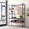 [en.casa] Organizzatore Guardaroba Porta Abiti da Camera Appendiabiti da Terra 180 x 120 x 40 cm Mobile per Cabina Armadio con Ripiani MDF color Noce e Barra Porta Abiti
