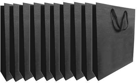 CREASTYL Ludi-Vin Lot de 10 Sacs en Papier Kraft Noir sans fenêtre pour 3 Bouteilles de vin