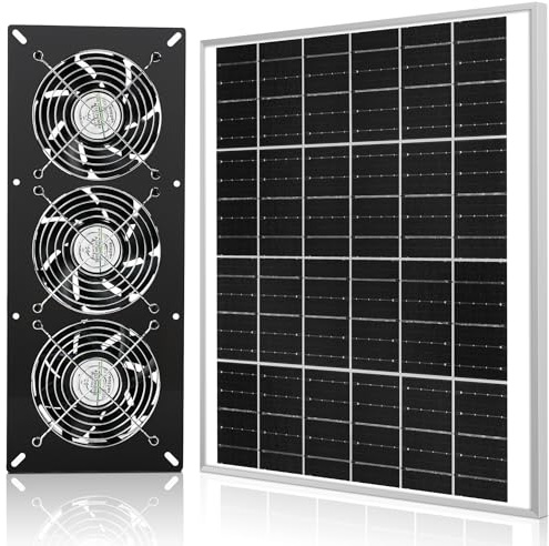Fanspex Solar 3 Fan Kit, 25W Waterproofed Solar Powered Fans for Outdoor Chicken Coop, Greenhouse & Shed Intake or Exhaust Air