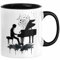 Klavier-Spieler Geschenk Tasse Grafik Piano Spielerin Geschenkidee Becher (Schwarz)