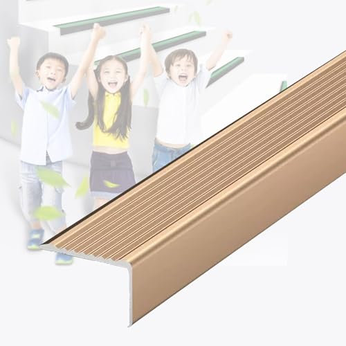 IkErna Stair Nosing Edge Trim,L Molding Corner Guards,Door Sill Edging Floor Transition Strip/Gold/W 70Mm