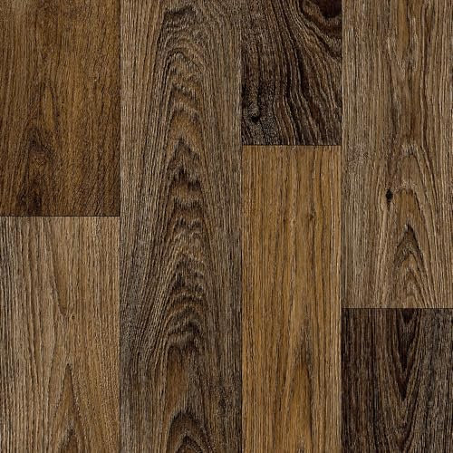 Wood Effect Dark Brown Anti-Slip Vinyl Flooring For LivingRoom, Hallways, Kitchen, 2.8mm Thick Cushion Backed Vinyl Sheet, Waterproof Lino Flooring-6m(19'8) X 3m(9'9)-18m²