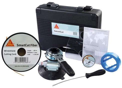 Sika SmartCut Fiber 80m + Autoglas Scheibenaustrennsystem für Windschutzscheiben, Heckscheiben, Seitenscheiben