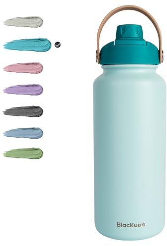 Blackube Edelstahl Trinkflasche - 1 Liter Thermosflasche BPA-frei, Doppelwand, Vakuumisolierung, Schraubverschluss, Auslaufsicher, Spülmaschinenfest