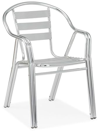 Generisch Acht & Acht Hochwertiger Stapelbarer Aluminiumstuhl ODC-4061-SILVER | 56B x 59T x 81H cm | 2,5 kg | Gartenstuhl Bistrostuhl Terrassenstuhl Aluminiumgestell | Indoor & Outdoor