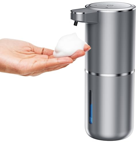 Fantictas Dispensador de jabon automático, 380 ml dispensador jabon baño automatico sin Contacto, 1500 mAh dosificador jabon Pared, USB Recargable, para cocinas, baños, escuelas, hoteles