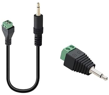Switian Connecteur Jack 3.5mm,Câble de Connecteur de Borne à Vis 3,5 mm, 2 Broches 3,5 mm TS Mono Mâle à 2 Broches Trou Femelle Vis de Boulon Adaptateur de Type Casque AUX(avec Un Adaptateur)
