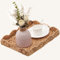 Hand-Woven Rattan Tray with Handles - 15x10.6 Rectangle, Decorative Water Hyacinth Serving Tray for Living Room, Coffee Table, Breakfast in Bed