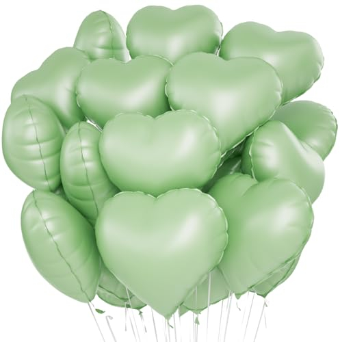 Palloncini Foil Cuore Verde, 20 Pezzi per Valentines Day, Nozze, Decorazione Festa di Compleanno di San Valentino