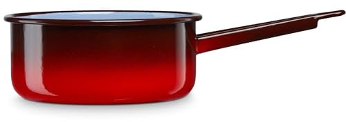 briebe Casserole de cuisine en acier émaillé de 12 cm avec poignée, convient pour induction, vitrocéramique, feu, gaz, four, Ignea Vintage Rouge 12 cm