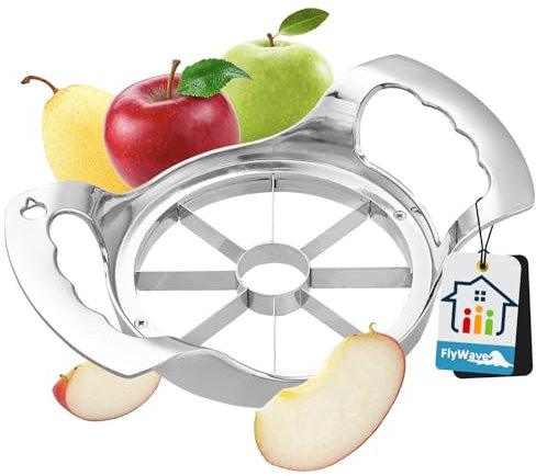 FlyWave Apfelschneider Edelstahl, Apfelteiler und Obstschneider, Apfelspalter mit Kurbel, Multifunktionale Küchenhelfer für Früchte und Gemüse, Rostfrei und Spülmaschinenfest