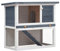 HOMIUSE Hasenstall Winterfest Kaninchenstall Draußen 90x45x80 cm Kleintierstall Grau und Weiß